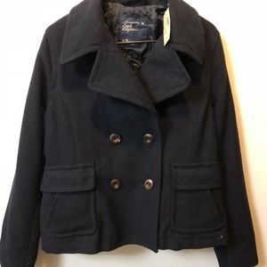 NWT Navy American Eagle Quilted Peacoat Jacket